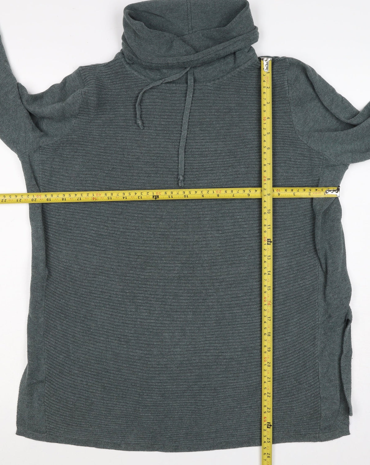 Artisan Women’s Grey XL Cowl Neck Ribbed Knit Pullover Jumper