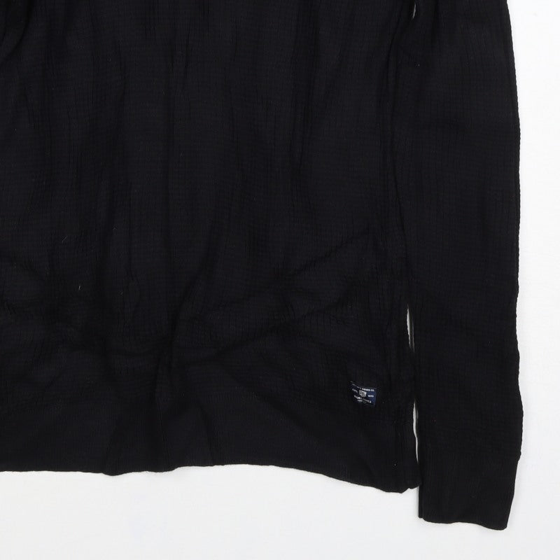Jack & Jones Men’s Black L Rib Knit Crew Neck Cotton Pullover Jumper