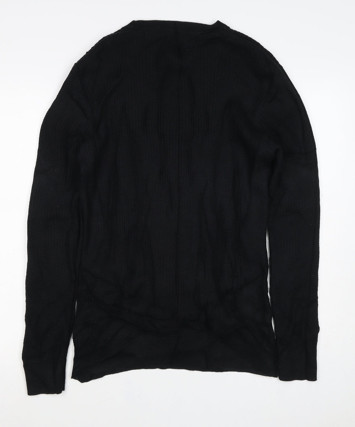 Jack & Jones Men’s Black L Rib Knit Crew Neck Cotton Pullover Jumper