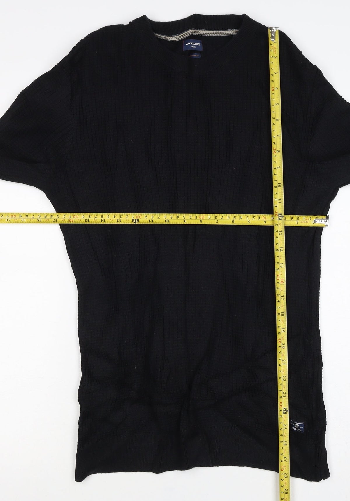 Jack & Jones Men’s Black L Rib Knit Crew Neck Cotton Pullover Jumper