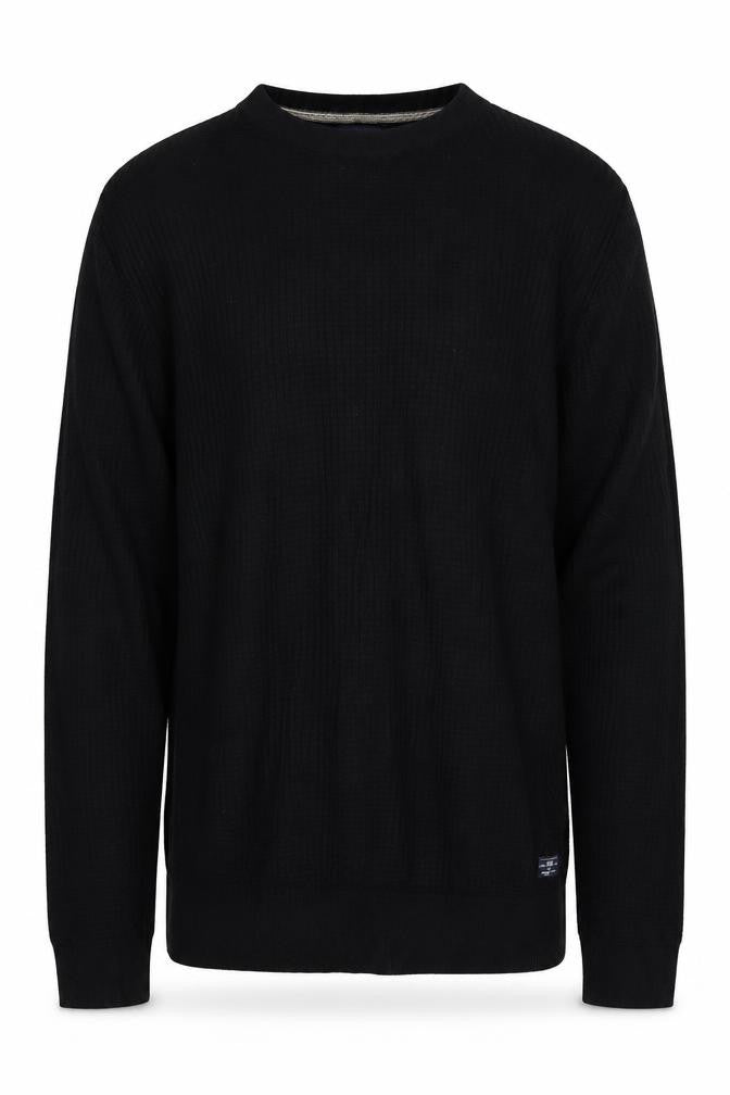 Jack & Jones Men’s Black L Rib Knit Crew Neck Cotton Pullover Jumper