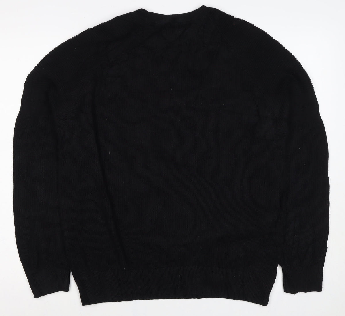 Next Men’s Black XL Cotton Crew Neck Embroidered Logo Pullover Jumper