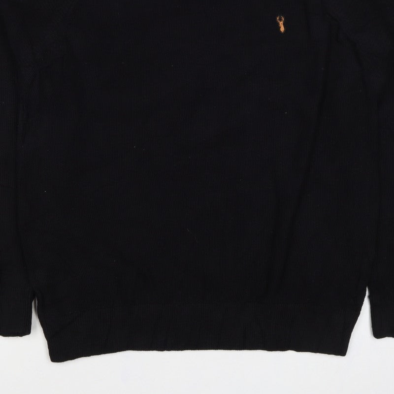 Next Men’s Black XL Cotton Crew Neck Embroidered Logo Pullover Jumper