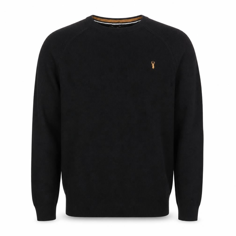 Next Men’s Black XL Cotton Crew Neck Embroidered Logo Pullover Jumper