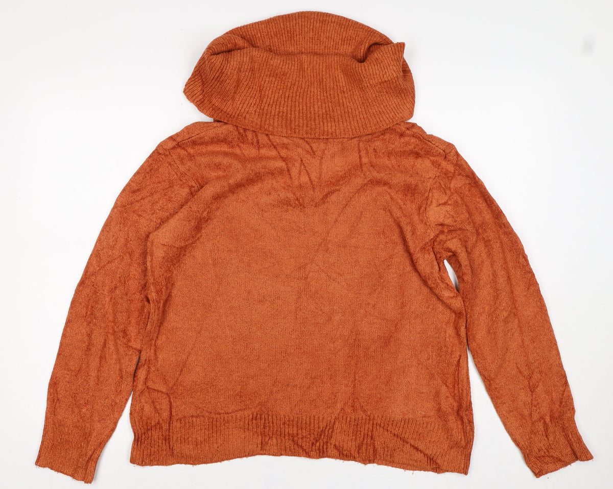 Kiss Collection Women’s Orange Size 8 Roll Neck Knit Pullover Jumper