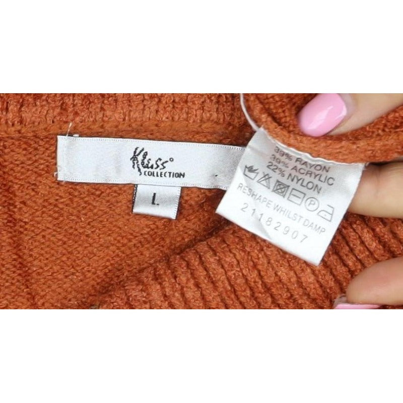 Kiss Collection Women’s Orange Size 8 Roll Neck Knit Pullover Jumper