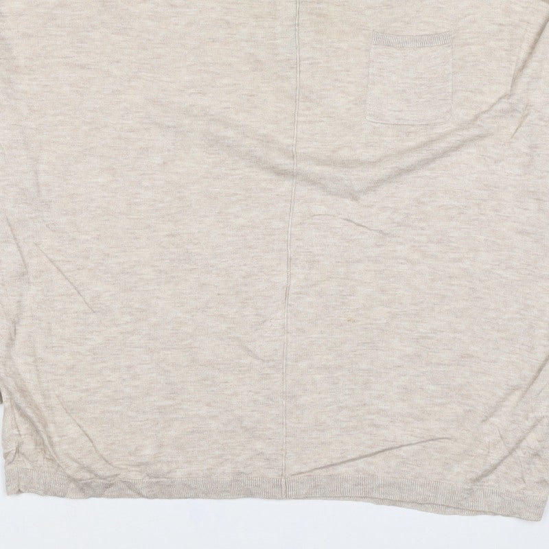 Next Women’s Beige UK 16 Linen Knit Long Sleeve Basic Top Zip