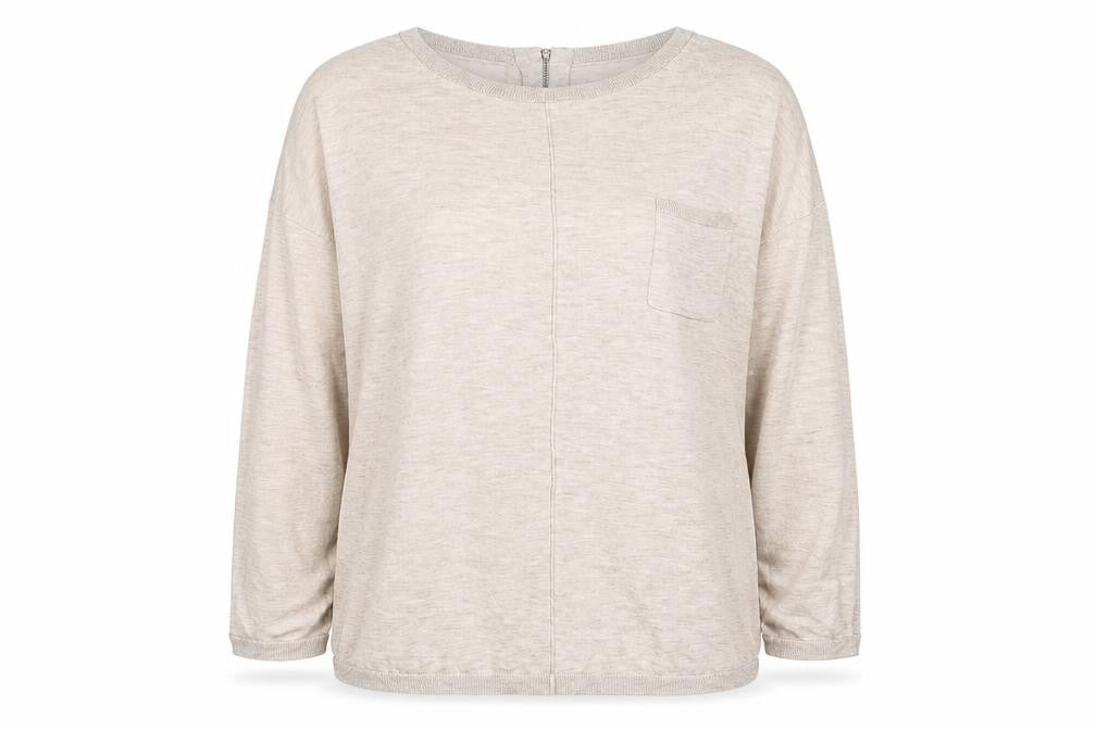 Next Women’s Beige UK 16 Linen Knit Long Sleeve Basic Top Zip