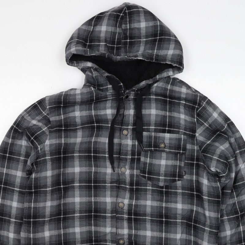 Vans Men’s Grey Plaid Hooded Flannel Lined Jacket Size S