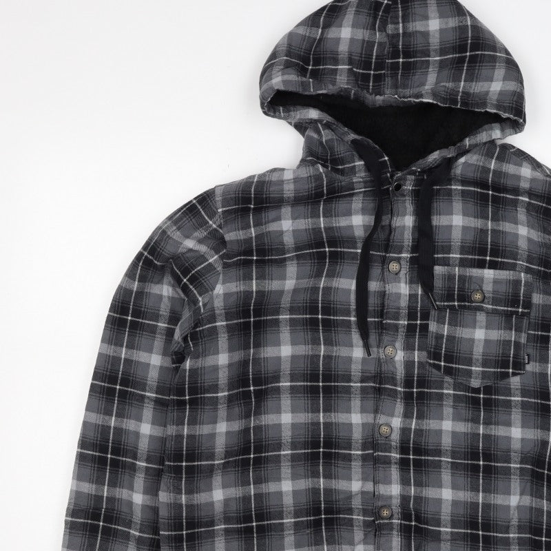Vans Men’s Grey Plaid Hooded Flannel Lined Jacket Size S