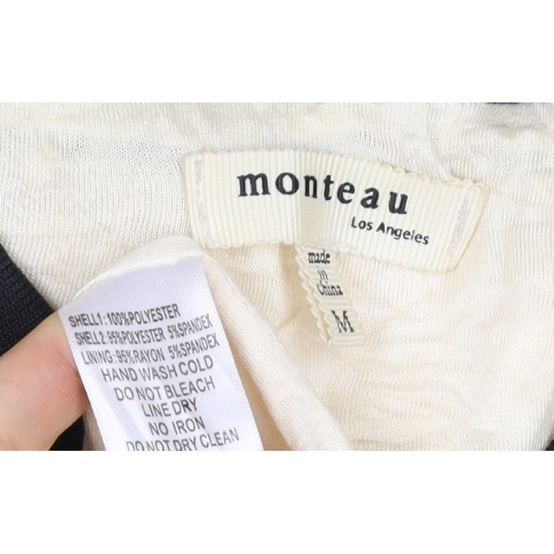 Monteau Women Ivory Teddy Fleece Bomber Jacket Size M Full Zip