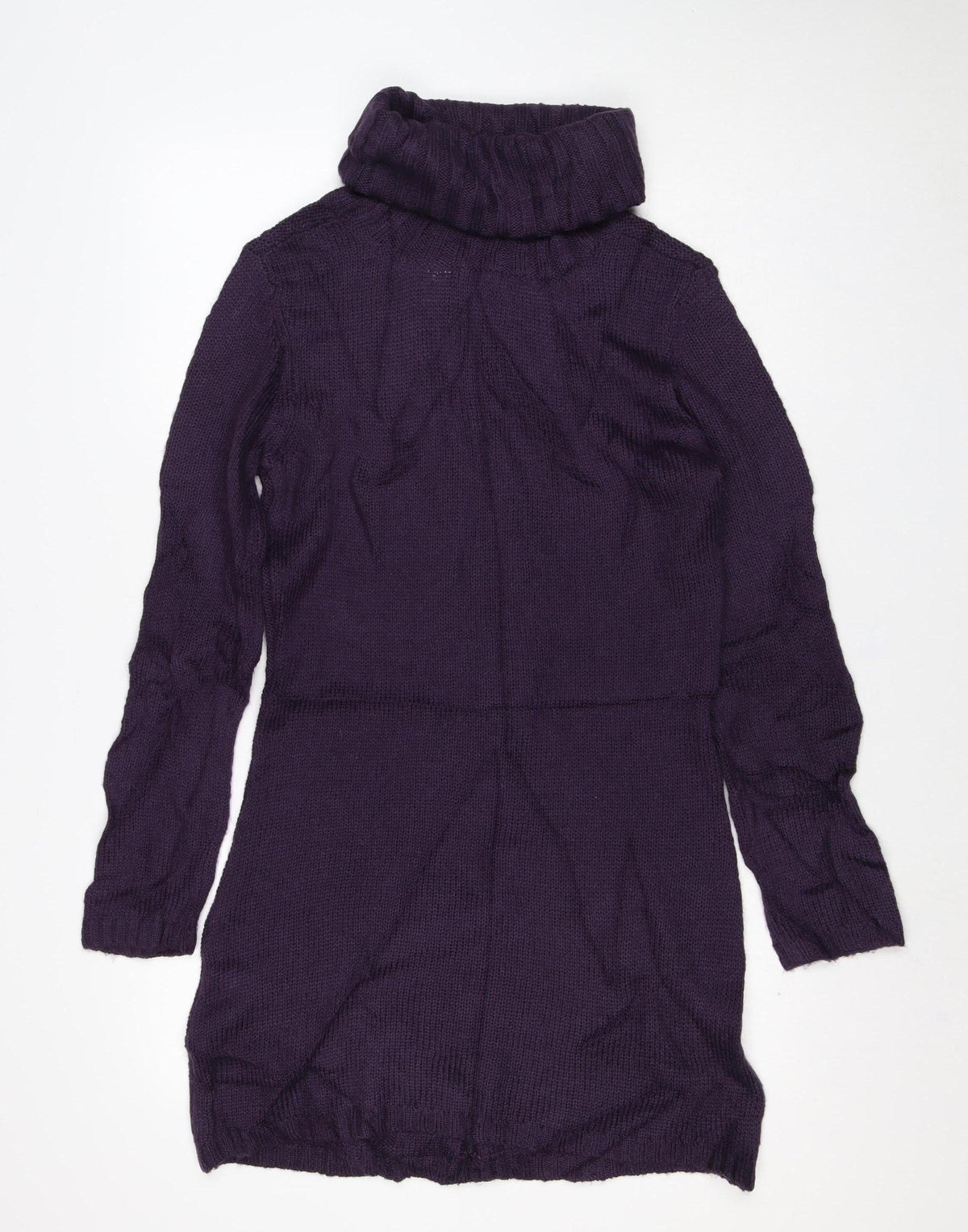La Redoute Women Purple UK 14 Cable Knit Roll Neck Jumper Wool Blend