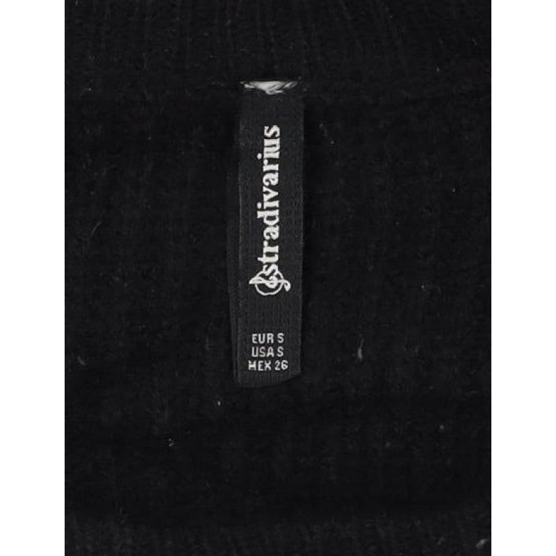 Stradivarius Women Black UK 8 Rib Knit Lace-Up Side Pullover Jumper
