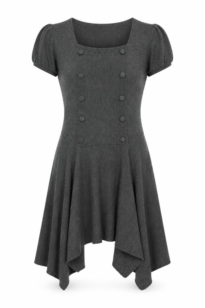 Frock me Women Grey Size 14 Knit Jumper Dress Long Sleeve Button Front