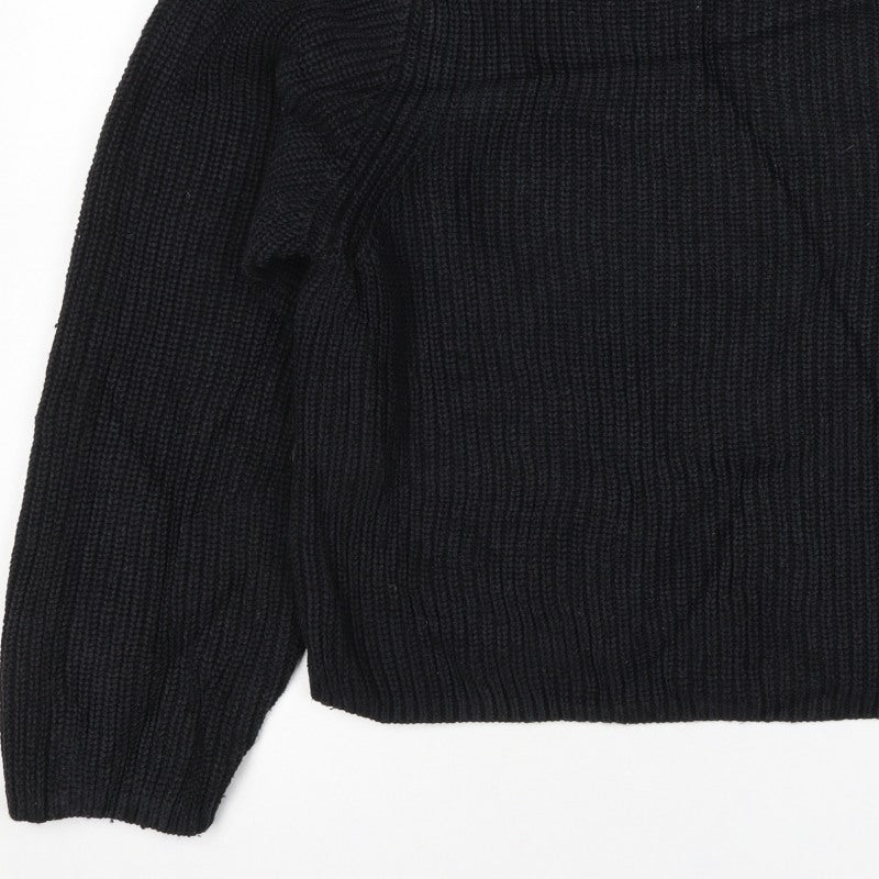 Weekday Women’s Black M Cable Knit Crew Neck Raglan Jumper