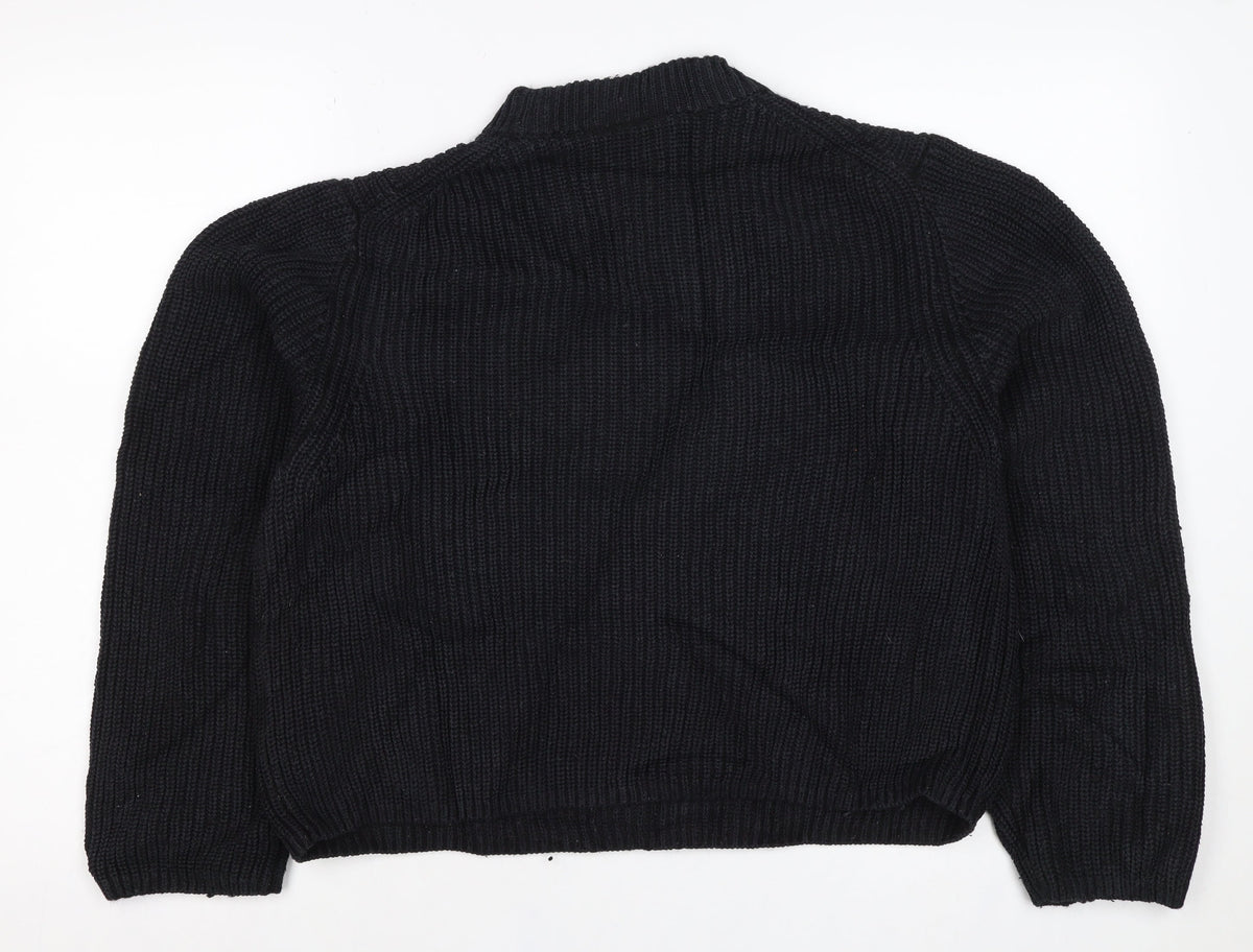 Weekday Women’s Black M Cable Knit Crew Neck Raglan Jumper