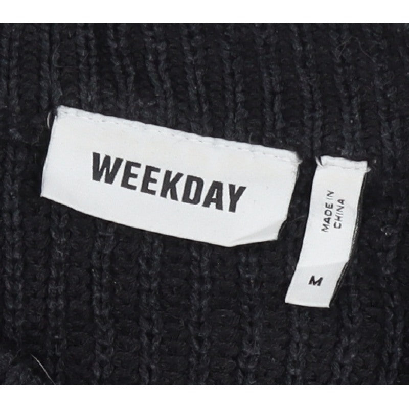 Weekday Women’s Black M Cable Knit Crew Neck Raglan Jumper
