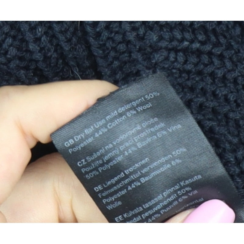 Weekday Women’s Black M Cable Knit Crew Neck Raglan Jumper