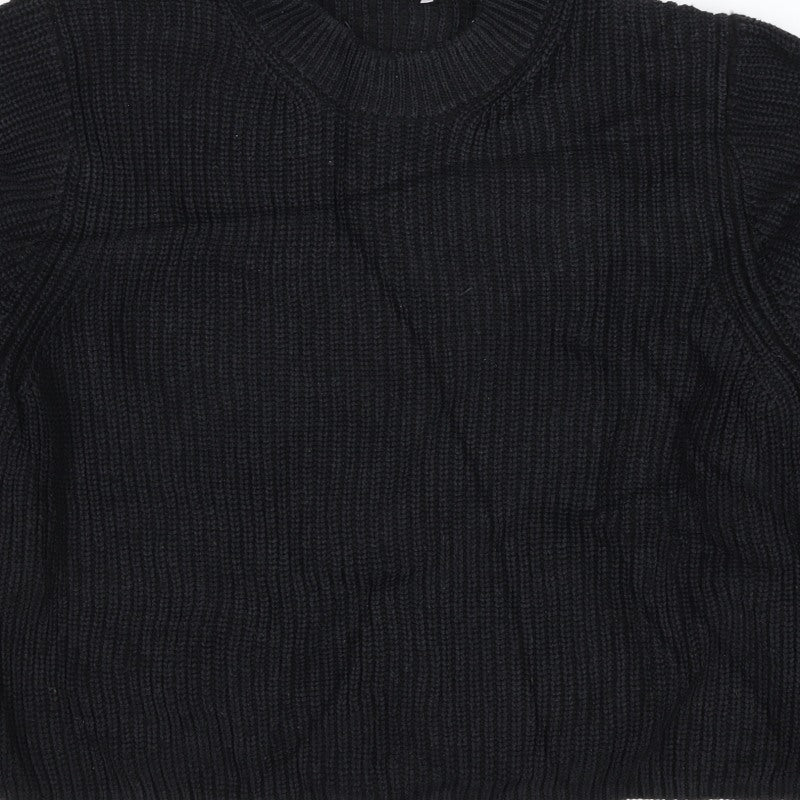 Weekday Women’s Black M Cable Knit Crew Neck Raglan Jumper