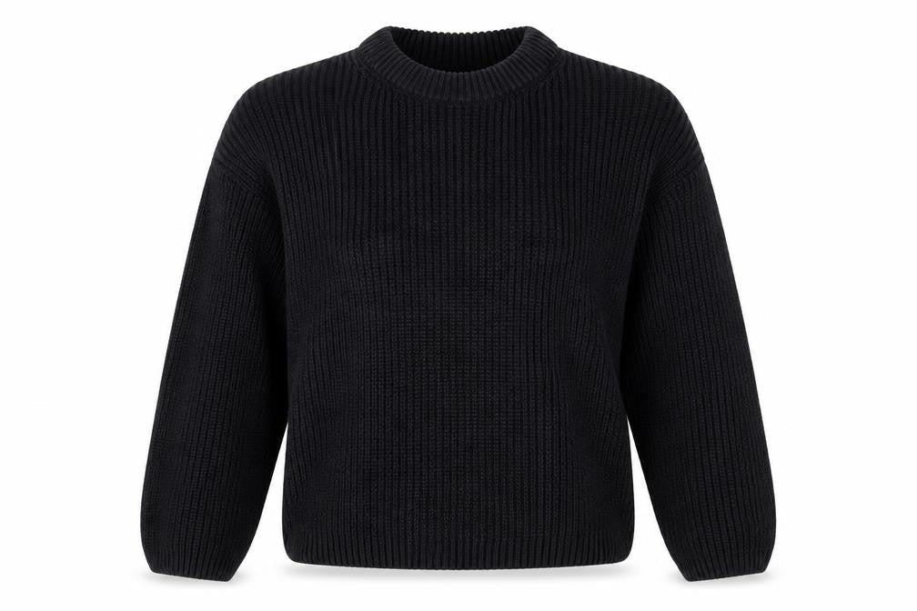 Weekday Women’s Black M Cable Knit Crew Neck Raglan Jumper