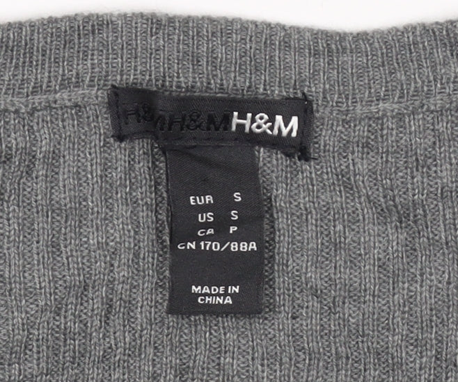 H&M Women’s Grey Sleeveless V-Neck Button Knit Vest Size S