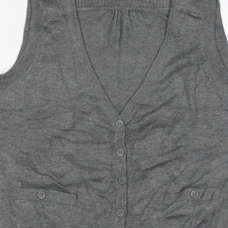 H&M Women’s Grey Sleeveless V-Neck Button Knit Vest Size S