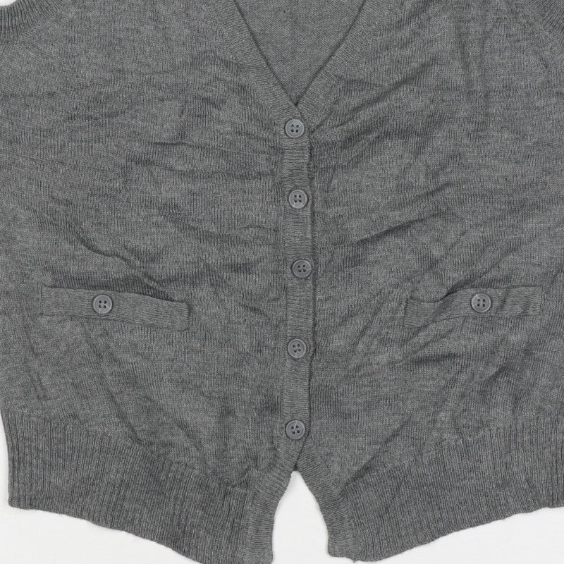 H&M Women’s Grey Sleeveless V-Neck Button Knit Vest Size S