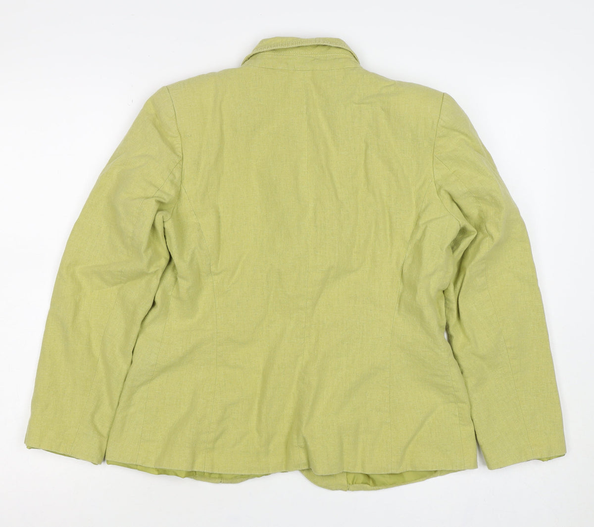 Classic Women’s Green Linen Blend Blazer UK 12 Two Button Lined