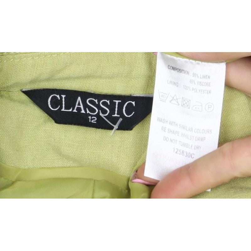 Classic Women’s Green Linen Blend Blazer UK 12 Two Button Lined