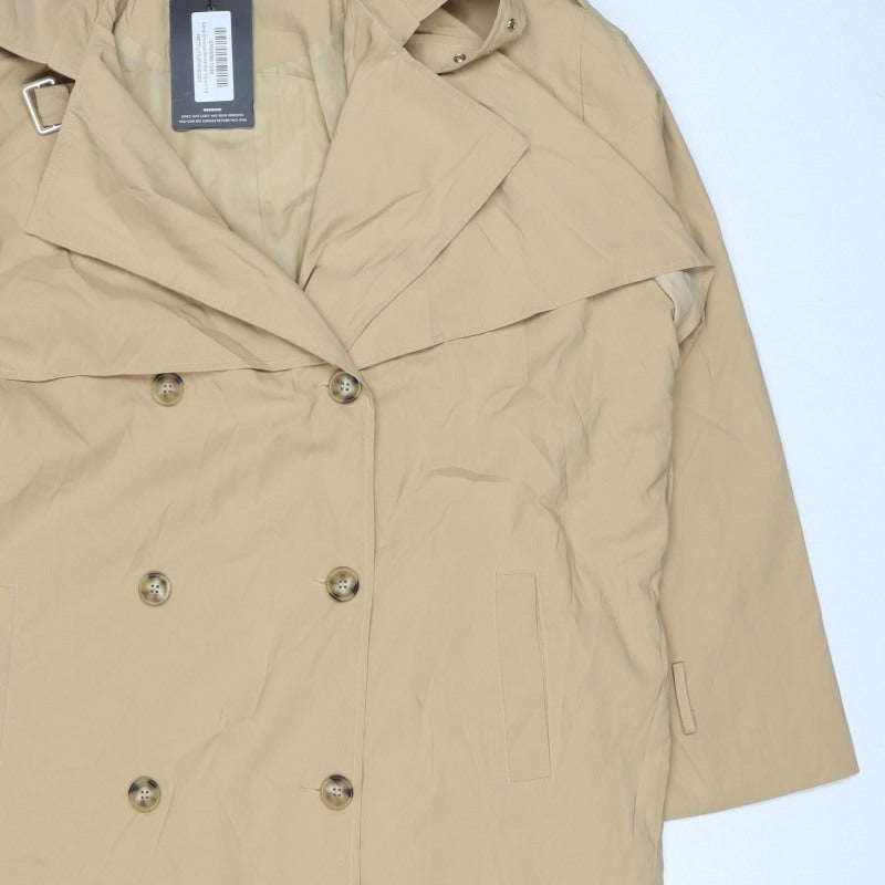 PrettyLittleThing Women’s Beige UK 12 Long Double Breasted Trench Coat