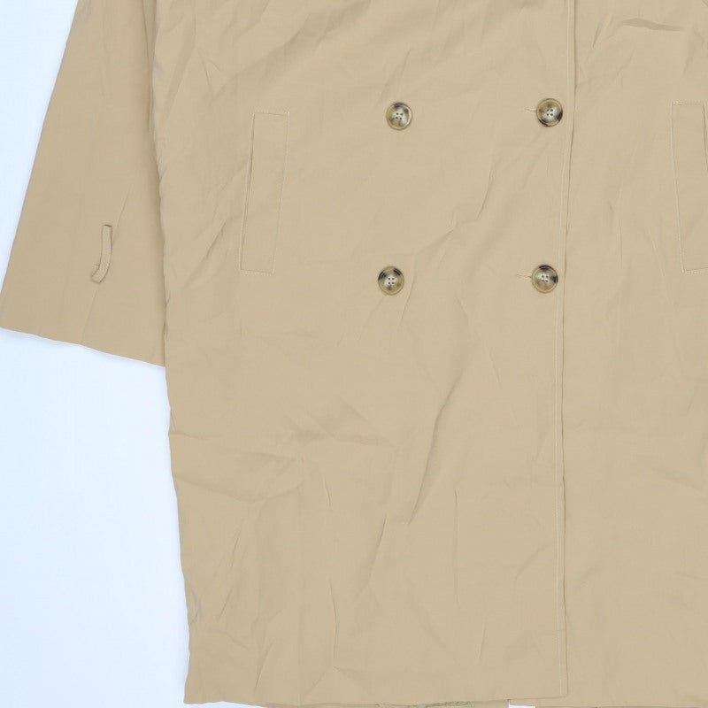 PrettyLittleThing Women’s Beige UK 12 Long Double Breasted Trench Coat