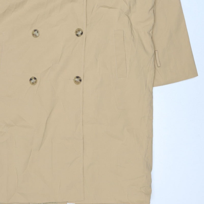 PrettyLittleThing Women’s Beige UK 12 Long Double Breasted Trench Coat