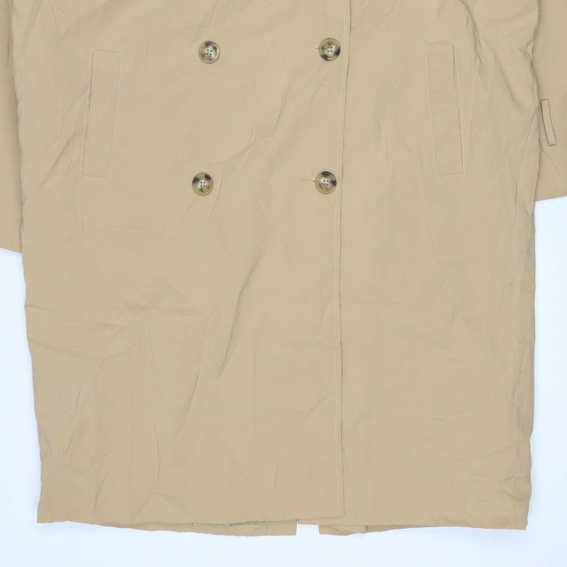 PrettyLittleThing Women’s Beige UK 12 Long Double Breasted Trench Coat