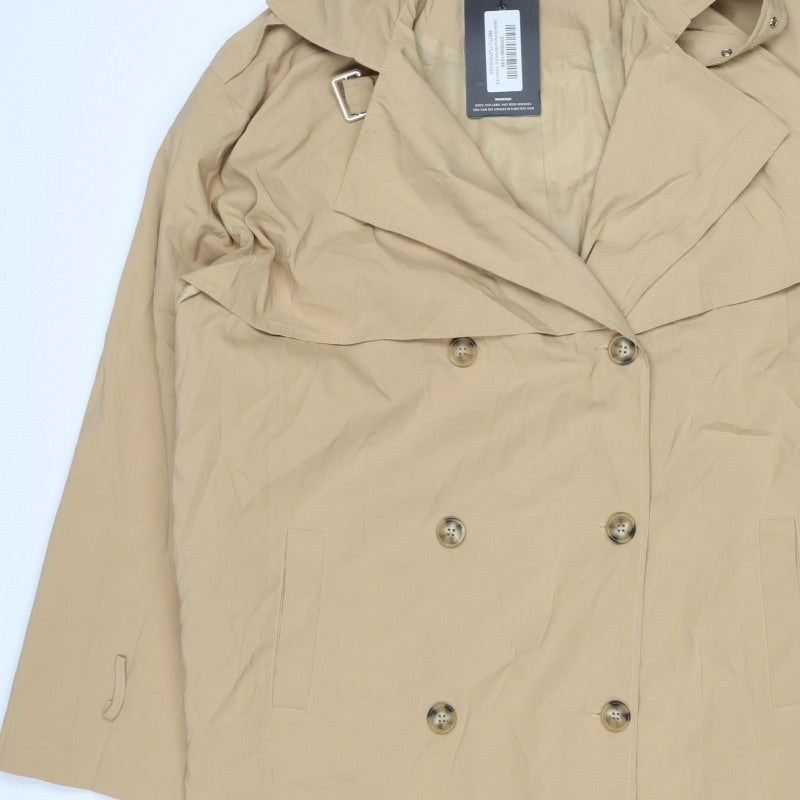 PrettyLittleThing Women’s Beige UK 12 Long Double Breasted Trench Coat