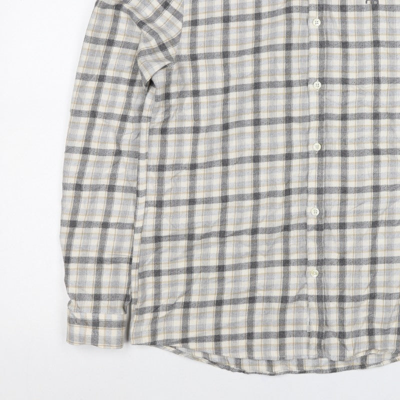 River Island Men’s Grey Check Button-Down Long Sleeve Shirt M