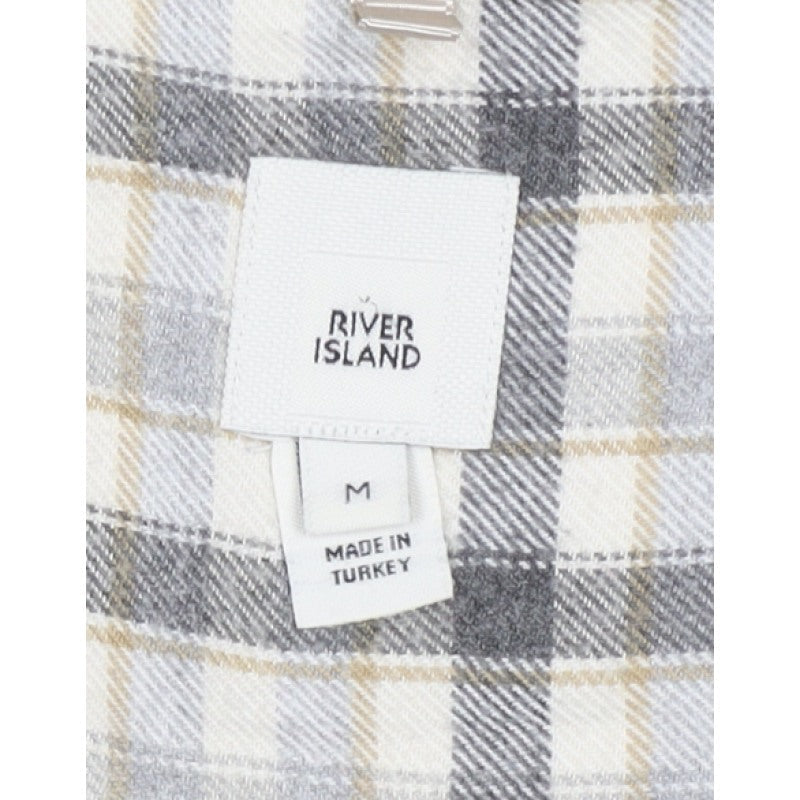 River Island Men’s Grey Check Button-Down Long Sleeve Shirt M