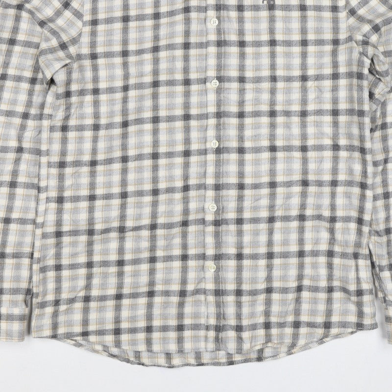 River Island Men’s Grey Check Button-Down Long Sleeve Shirt M