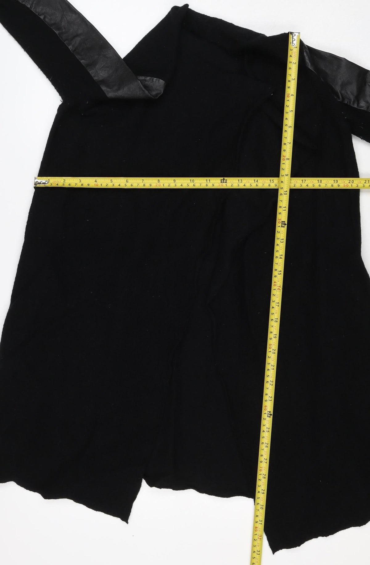 Ted Baker Women’s Black UK 8 Long Wool Leather Sleeve Coatigan