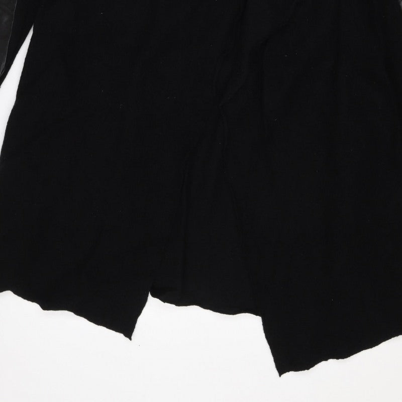 Ted Baker Women’s Black UK 8 Long Wool Leather Sleeve Coatigan