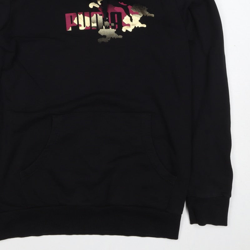 Puma Women’s Black UK 14 Pullover Hoodie Logo Kangaroo Pocket