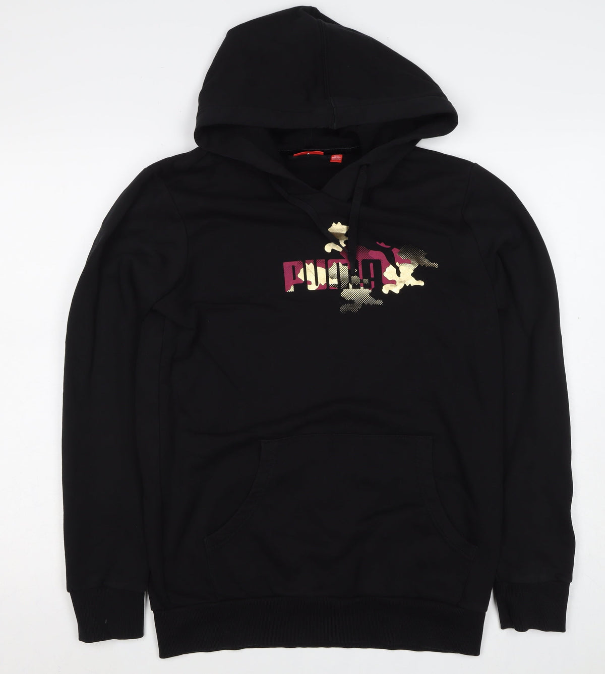 Puma Women’s Black UK 14 Pullover Hoodie Logo Kangaroo Pocket