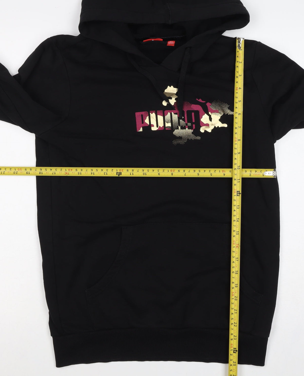 Puma Women’s Black UK 14 Pullover Hoodie Logo Kangaroo Pocket