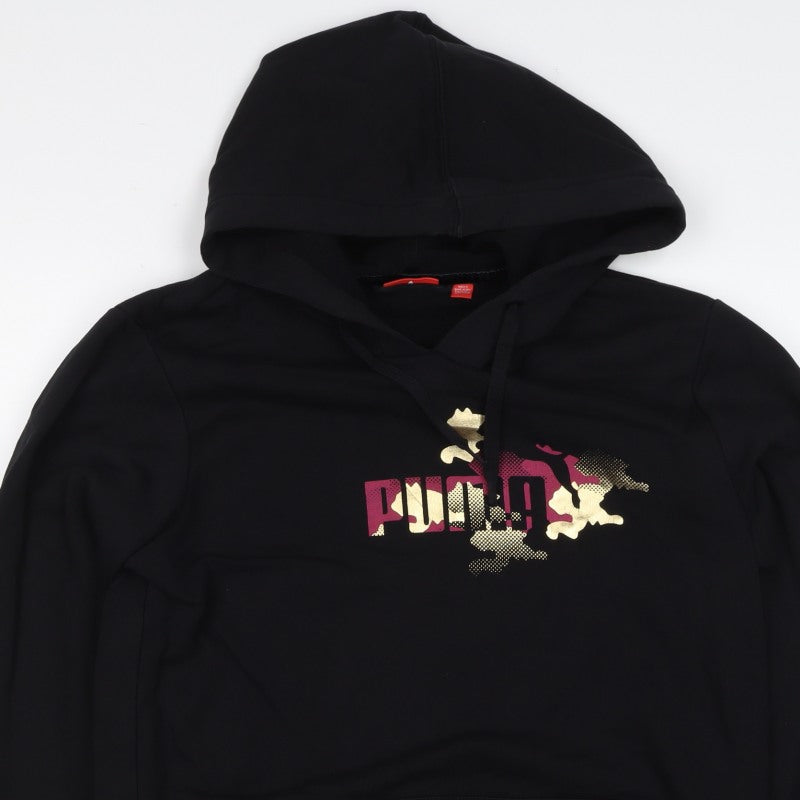 Puma Women’s Black UK 14 Pullover Hoodie Logo Kangaroo Pocket