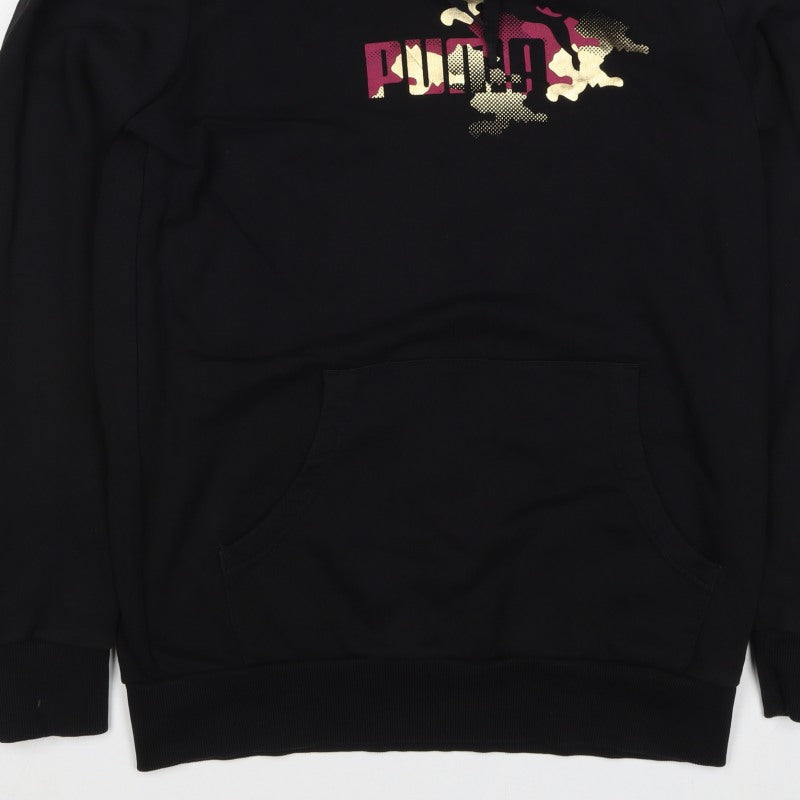 Puma Women’s Black UK 14 Pullover Hoodie Logo Kangaroo Pocket