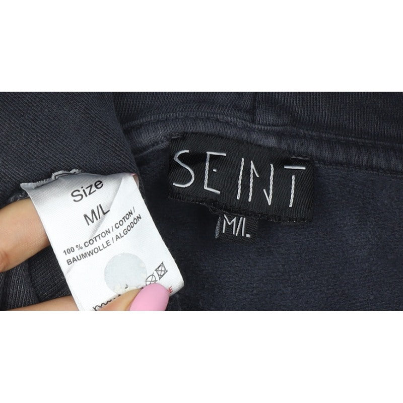 Seint Women’s Black M Rock & Roll Embroidered Pullover Hoodie