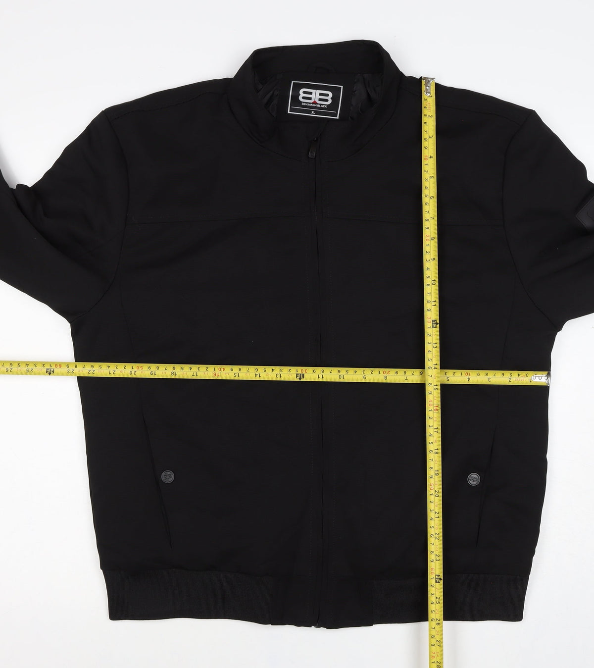 Benjamin Black Men's Black XL Bomber Jacket Full Zip Stand Collar
