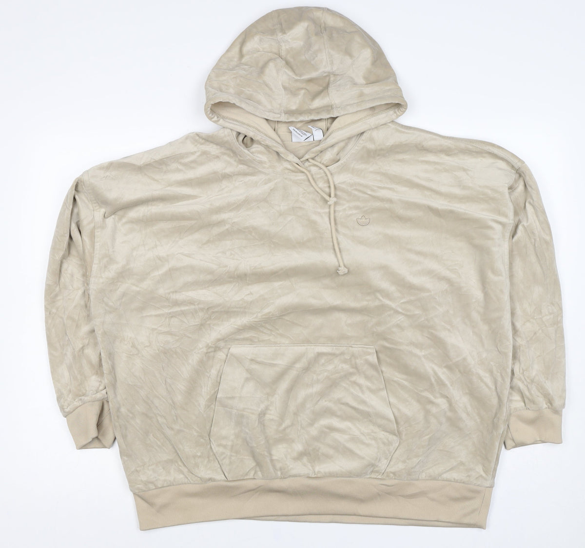 Adidas Women Beige UK 14 Pullover Hoodie Logo Pocket Primegreen