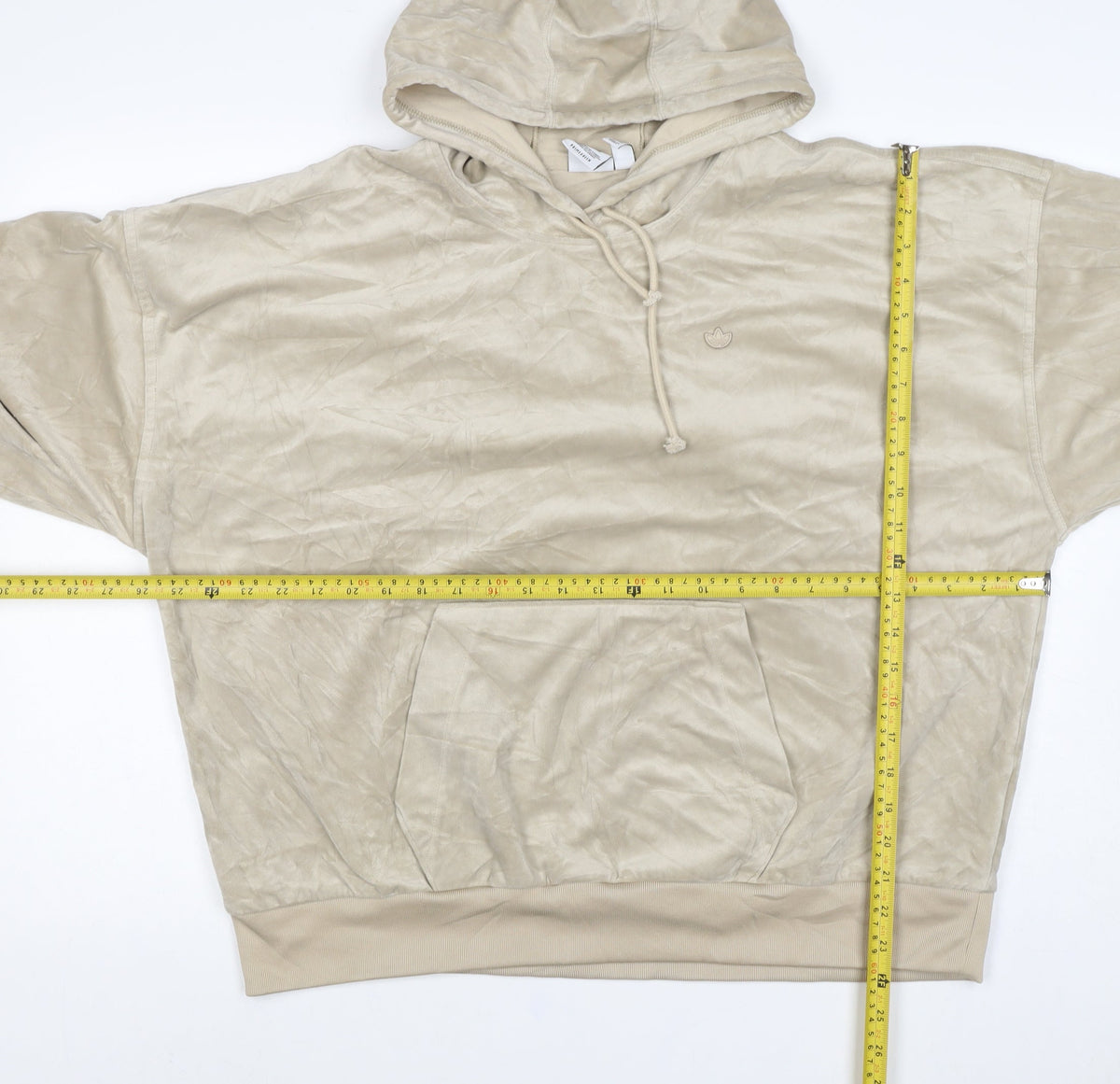 Adidas Women Beige UK 14 Pullover Hoodie Logo Pocket Primegreen