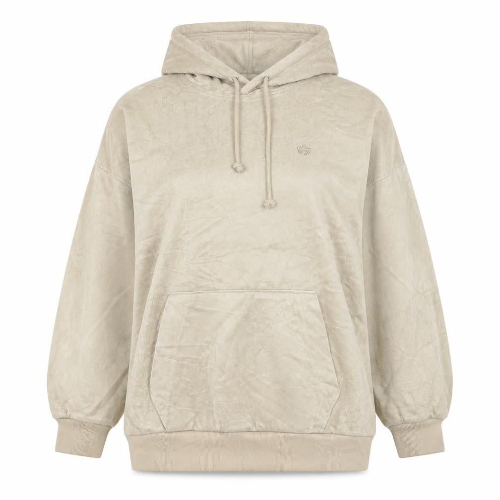 Adidas Women Beige UK 14 Pullover Hoodie Logo Pocket Primegreen