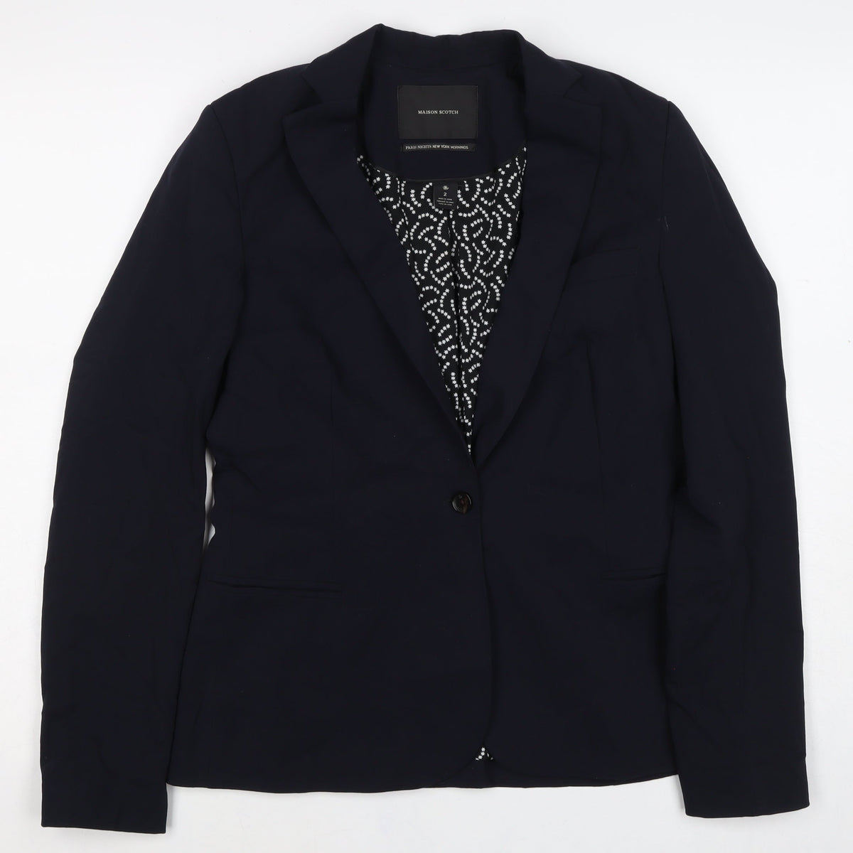 Maison Scotch Women’s Navy Size 2 Single-Breasted Star Lined Blazer